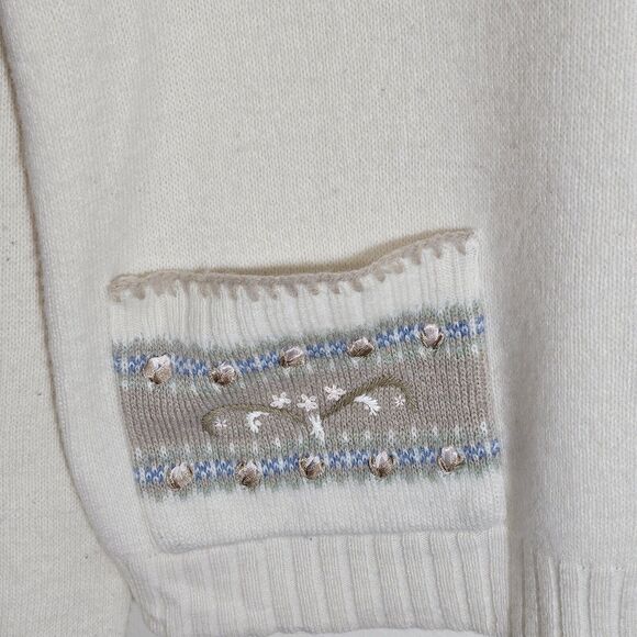 Vintqge Liz Claiborne Lizwear Wool Long Sleeve V-Neck CardiganCream - Picture 6 of 7